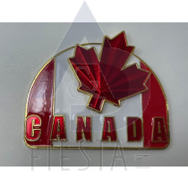 CANADA ROUND HILL FLAG SHAPE WITH 3D MAPLE LEAF AND "CANADA" MAGNET