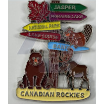 CANADA METAL CANADIAN ROCKIES WITH ARROW'S AND ANIMALS MAGNET