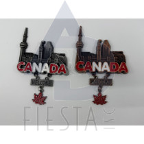 CANADA METAL LANDMARKS WITH CANADA HANGING "WELCOME" AND HANGING A MAPLE LEAF MAGNET