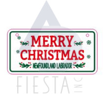 MERRY CHRISTMAS METAL HANGING SIGN WITH JUTE ROPE 5X10 CM-NEWFOUNDLAND LABRADOR