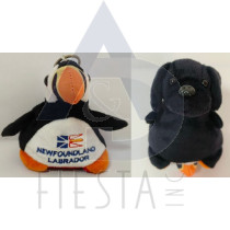 NEWFOUNDLAND LABRADOR PLUSH SMALL FLIP DOG & PUFFIN WITH KEY RING