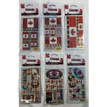 CANADA SMALL LASER STICKERS 6 ASSORTED