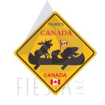 CANADA DIAMOND SHAPE CANOE WITH ANIMALS STICKER IN BOX