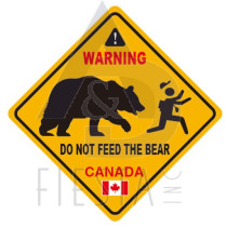 CANADA DIAMOND SHAPE BEAR AND MAN STICKER IN BOX