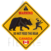 CANADA DIAMOND SHAPE BEAR AND MAN STICKER IN BOX