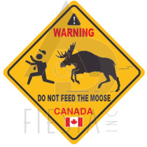 CANADA DIAMOND SHAPE MOOSE AND MAN STICKER IN BOX