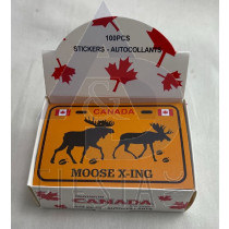 CANADA RECTANGLE SHAPE 2 MOOSE STICKER IN BOX