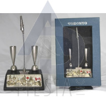 TORONTO 2-TONE 2 PEN HOLDER WITH MEMO CLIP BLUE GIFT BOX