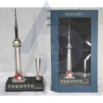 TORONTO SILVER CN TOWER WITH PEN HOLDER IN BLUE GIFT BOX