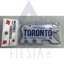 TORONTO METAL BEAR SHAPE FLAG LICENSE PLATE MAGNET