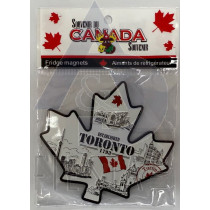 TORONTO TINPLATE MAPLE LEAF SHAPE WITH ICONS MAGNET 
