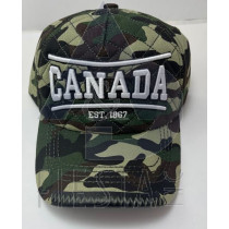 CANADA CAMO CAP WITH 3D "CANADA" CURVES & EST. 1867 IN FLAT