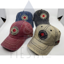 CANADA CAP WITH ROUND PATCH WITH "CANADA/MAPLE LEAF/EST. 1867, SIDE PATCH CANADA/1867 ASSORTED COLORS