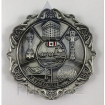 VANCOUVER METAL NICE ROUND PLATE WITH LANDMARKS IN ACRYLIC BOX
