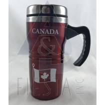 CANADA STAINLESS STEEL COFFEE MUG WITH HANDLE 16 OZ. RED