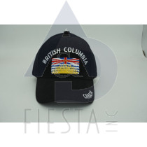 BRITISH COLUMBIA CAP WITH RECTANGLE FLAG AND "CANADA" ON VISOR ASSORTED COLORS