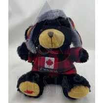 CANADA PLUSH 7.5" BLACK BEAR WITH WINTER HAT