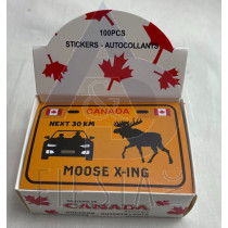 CANADA RECTANGLE SHAPE MOOSE AND CAR STICKER IN BOX