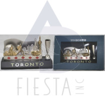 TORONTO 2-TONE NAME CARD HOLDER WITH PEN HOLDER IN BLUE GIFT BOX