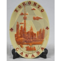 TORONTO OVAL POLY DISH WITH STAND IVORY/ORANGE