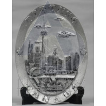 TORONTO OVAL POLY DISH WITH STAND SILVER
