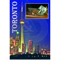 TORONTO POSTCARD NIGHT VIEW OF DOWNTOWN TORONTO AND ROM 